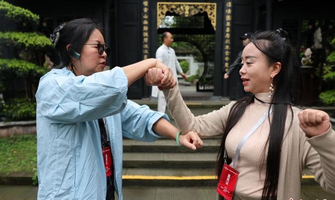 海外华文媒体代表走进都江堰体验青城武术